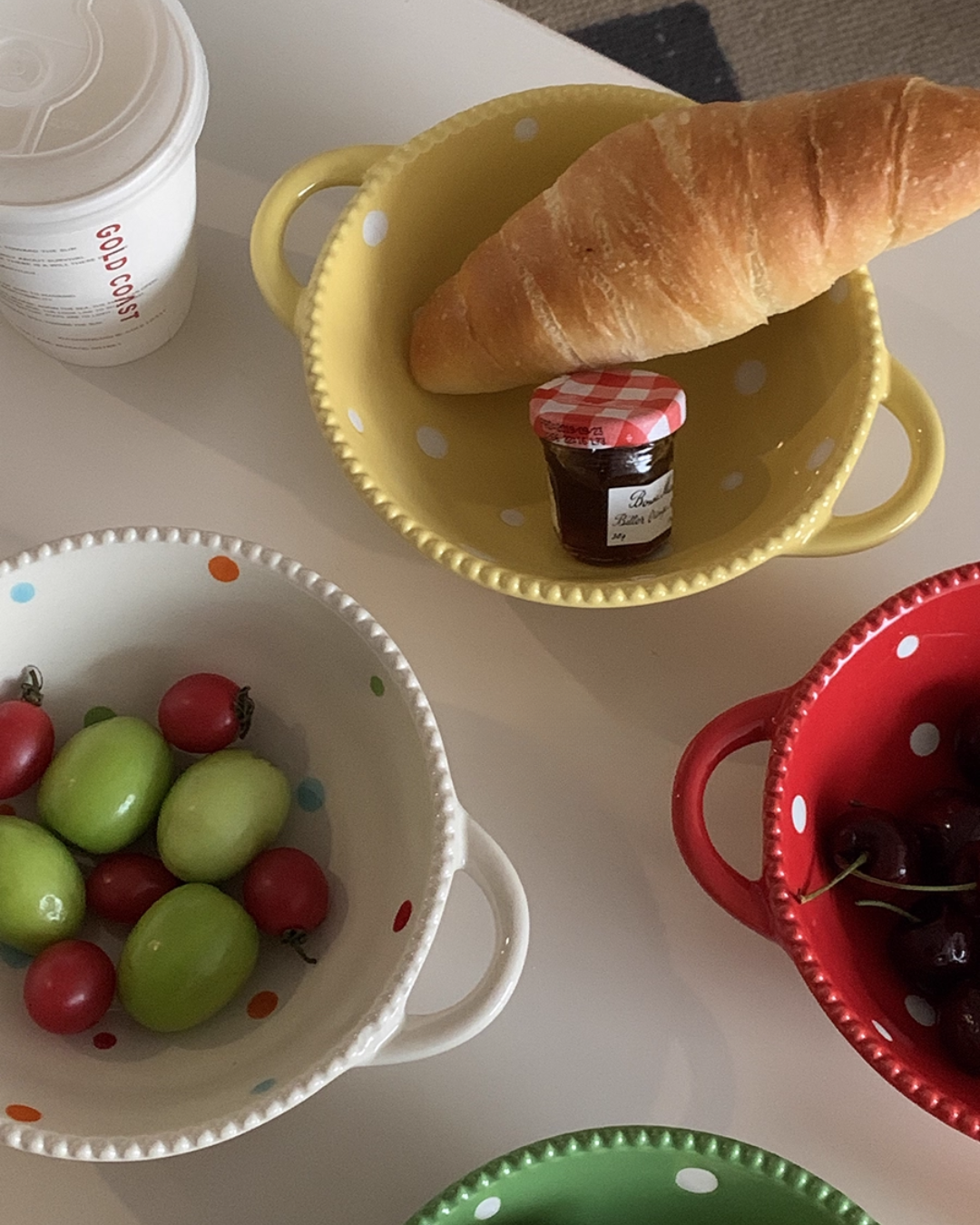 polka dots ceramic bowl