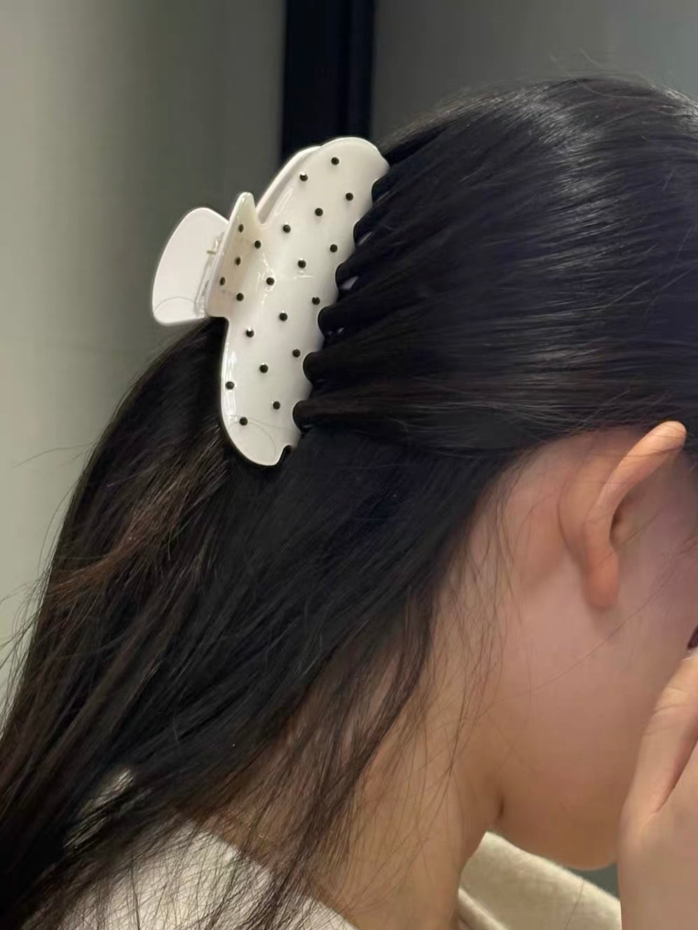 polka hair claw clip