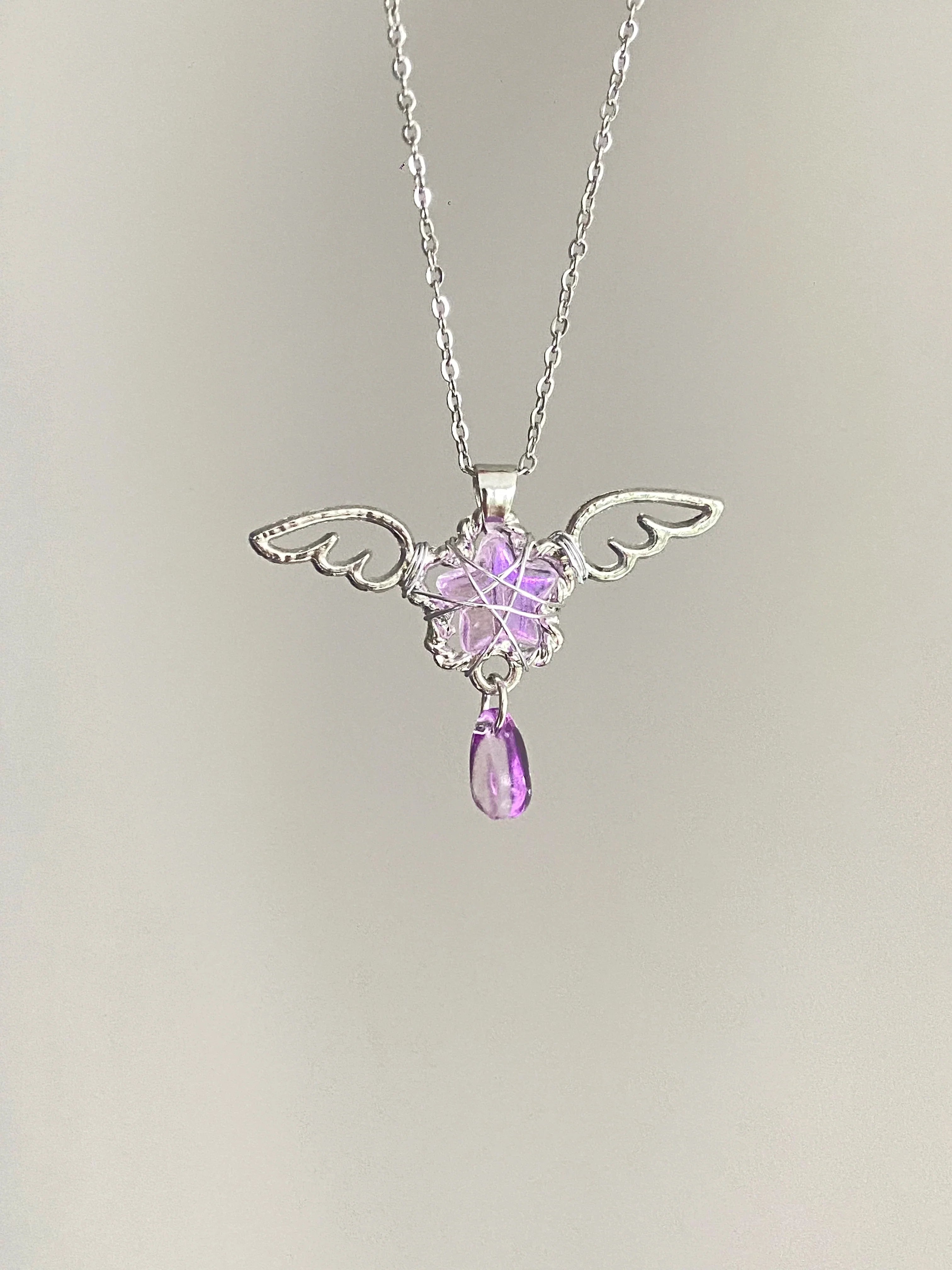 angel wing crystal necklace