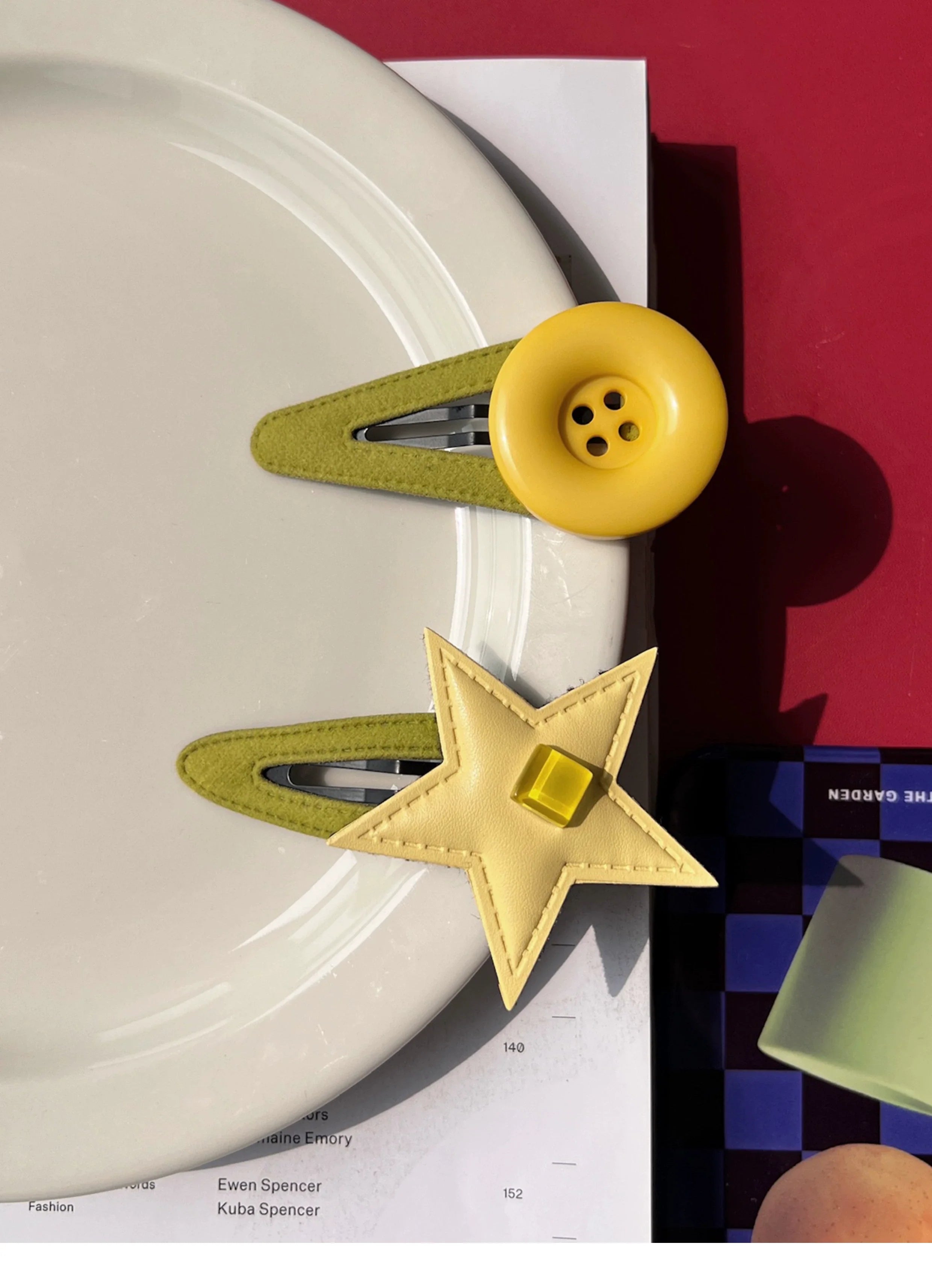 star and button hairclips