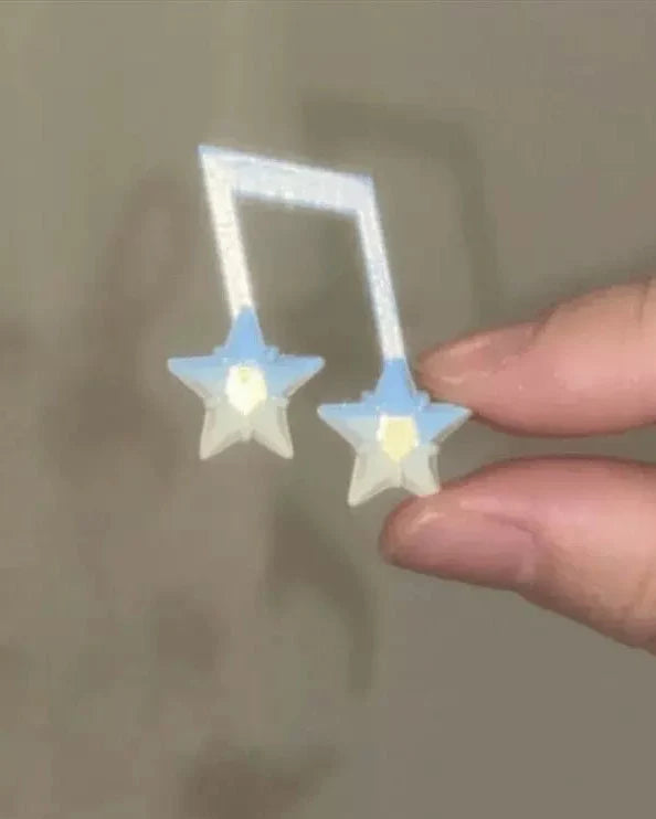 musical note light blue star hair clip