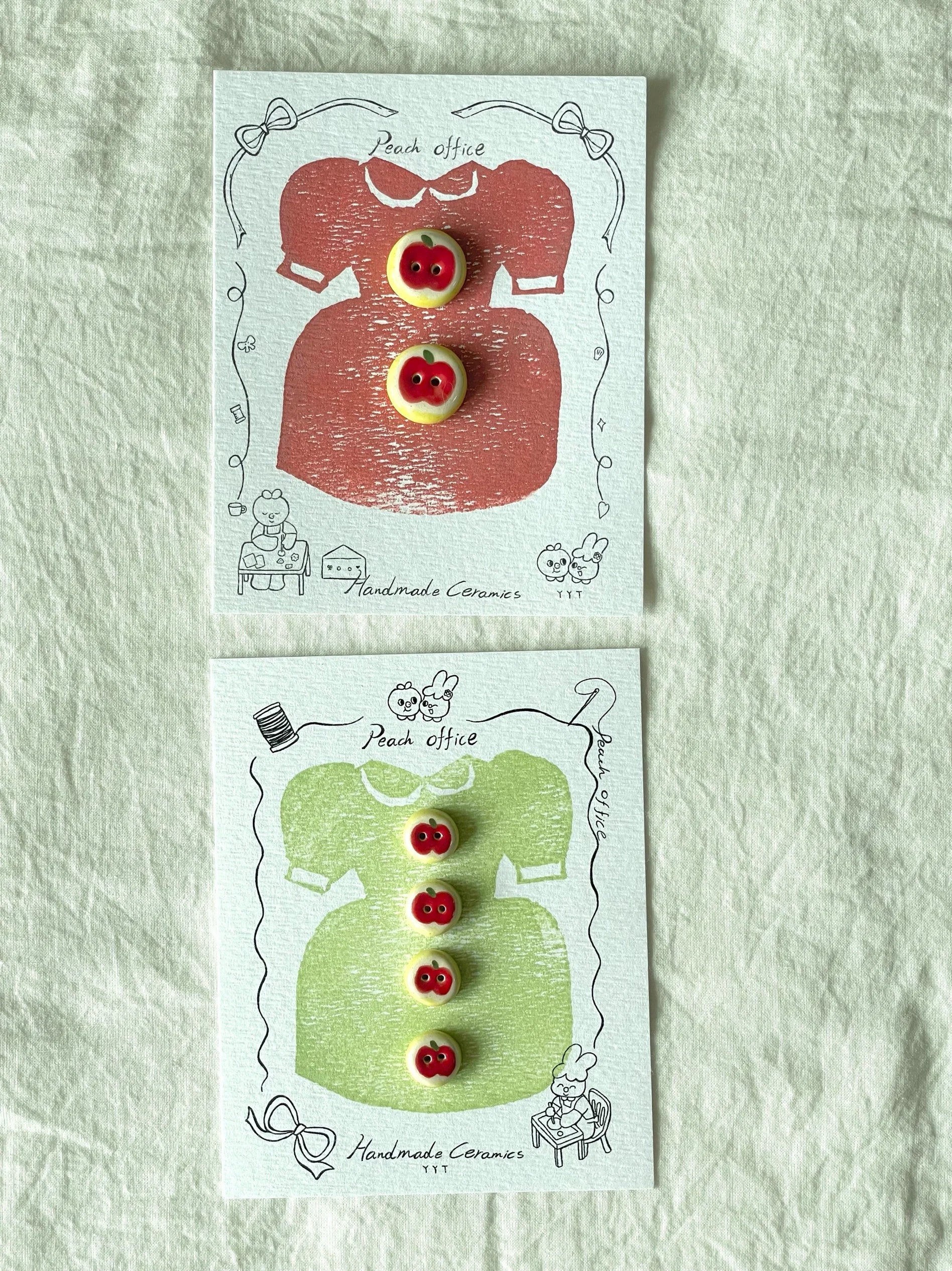 red apple buttons