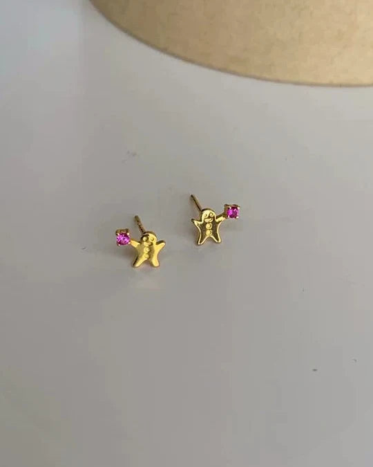gingerbread man mini earrings