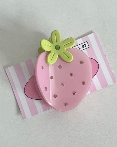 Pink Strawberry Hair Clip