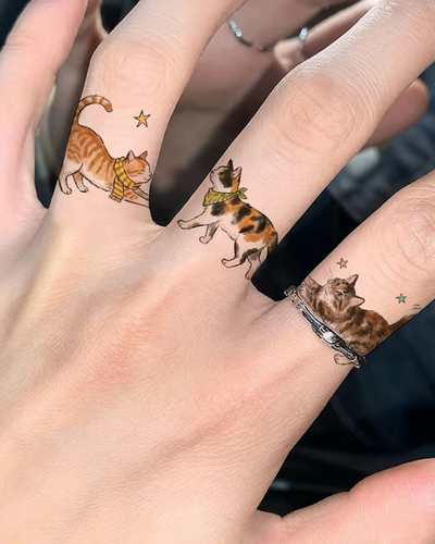 kitten finger tattoo stickers