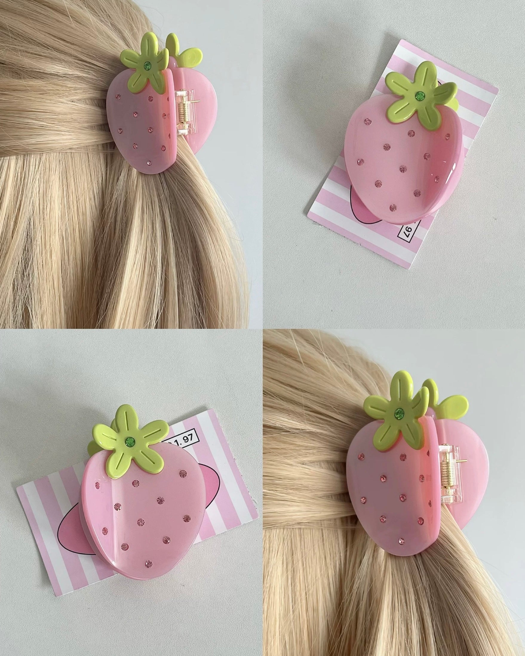 Pink Strawberry Hair Clip