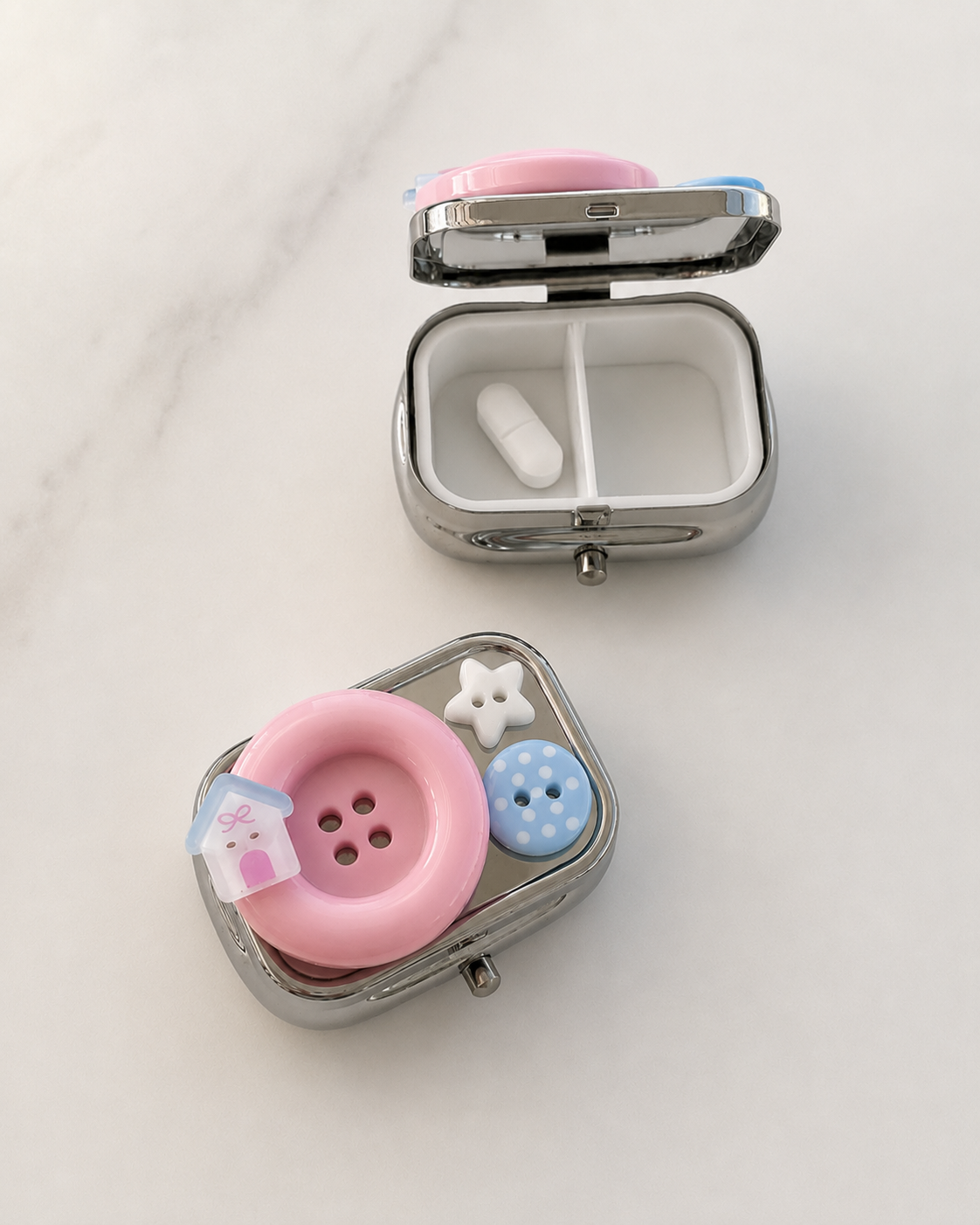 Button box pill case