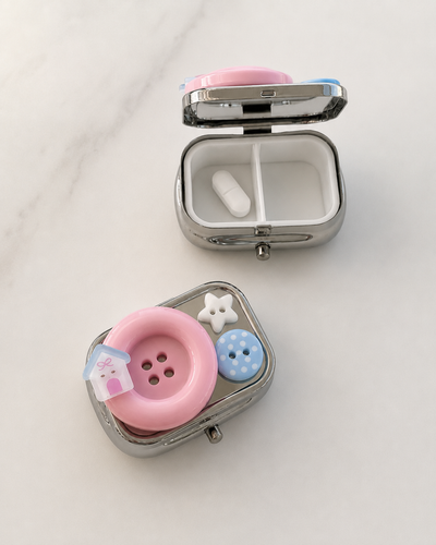 Button box pill case