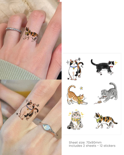 kitten finger tattoo stickers
