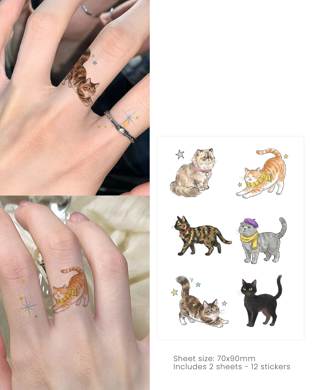 kitten finger tattoo stickers
