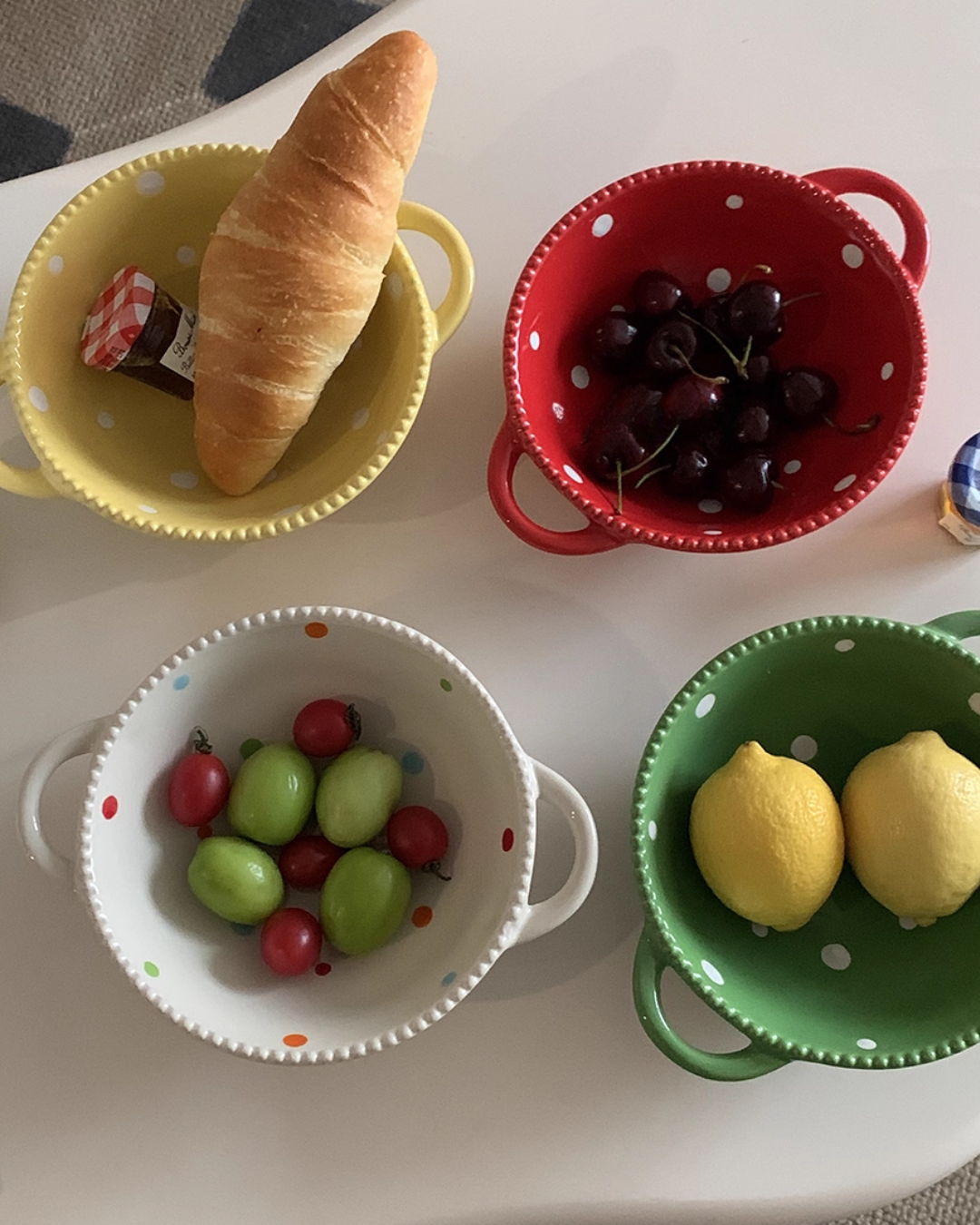 polka dots ceramic bowl