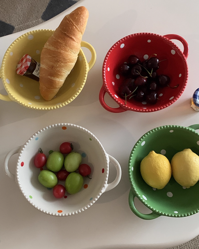 polka dots ceramic bowl