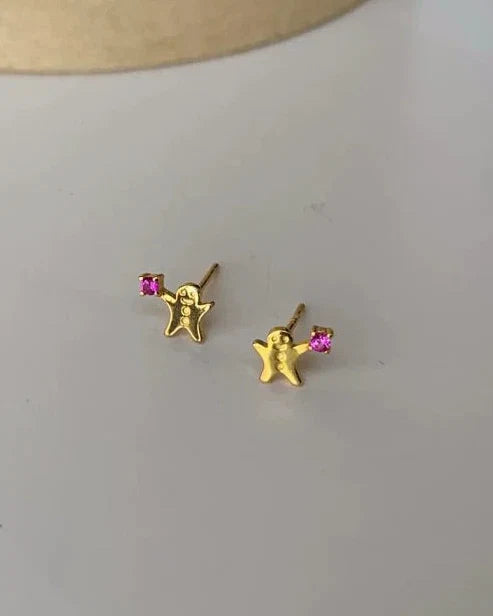 gingerbread man mini earrings