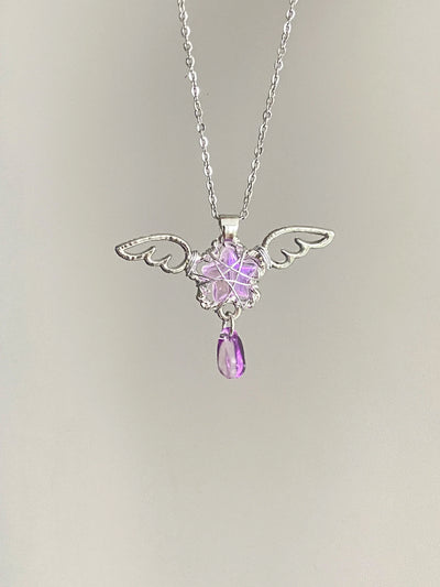 angel wing crystal necklace