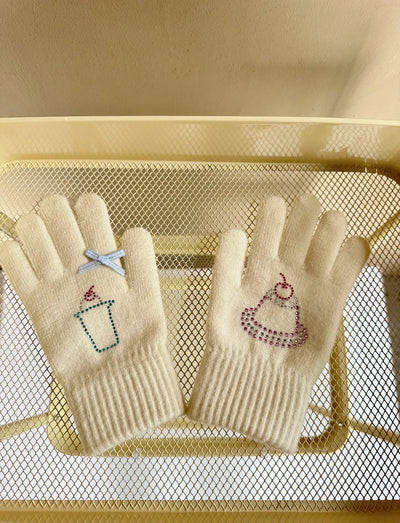 puppy angel bedazzled gloves