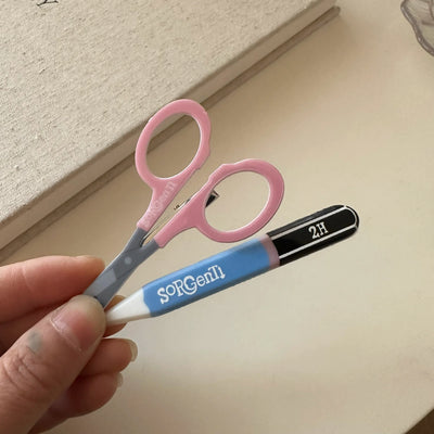 cute stationary hairclips ✏️✂️