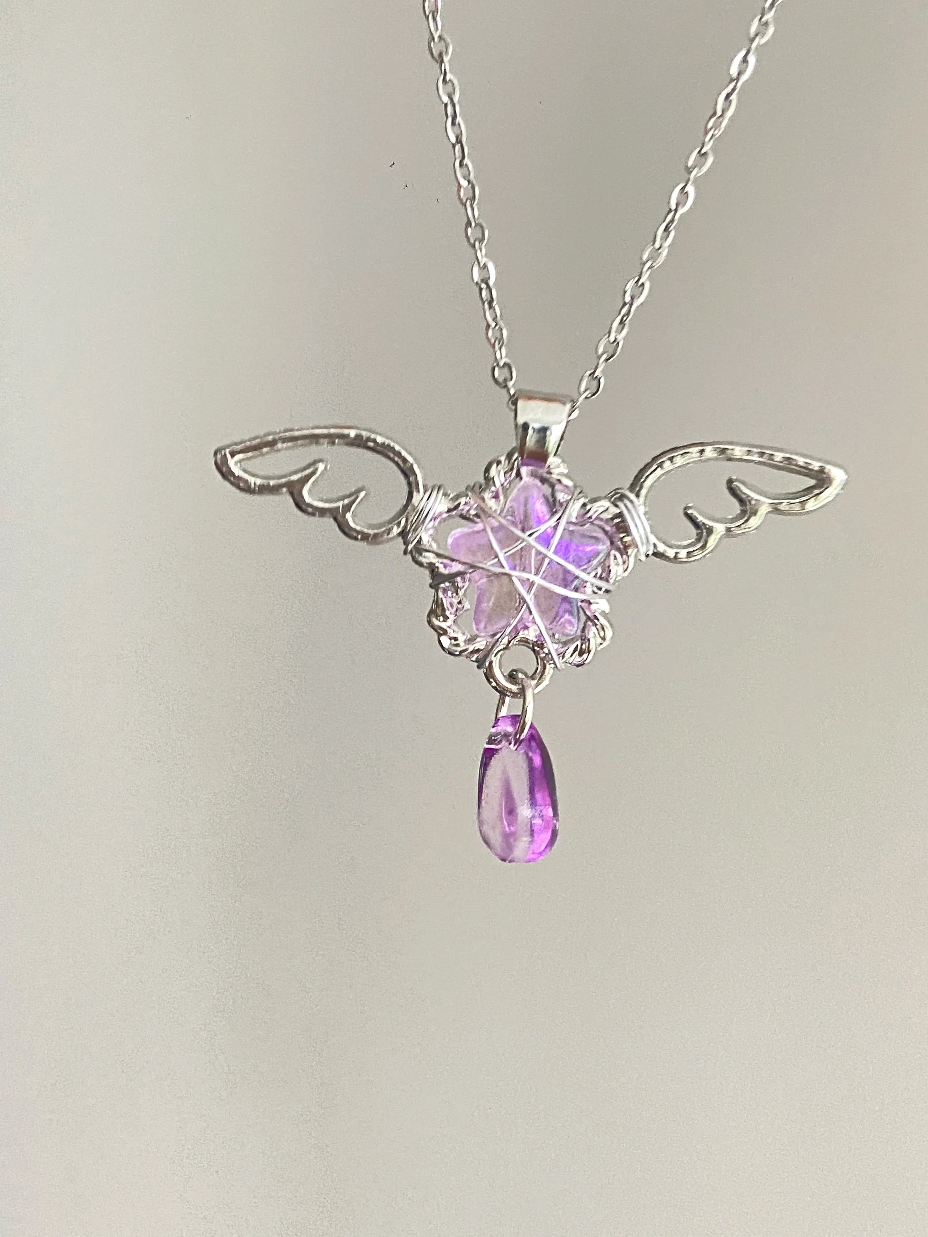 angel wing crystal necklace