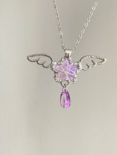 angel wing crystal necklace