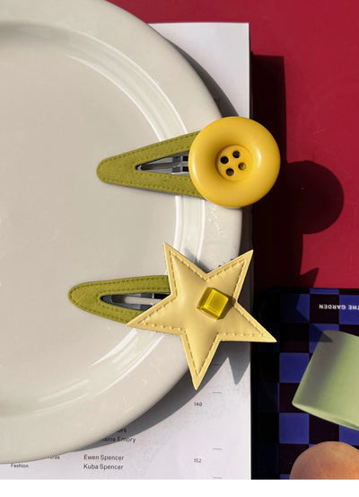 star and button hairclips