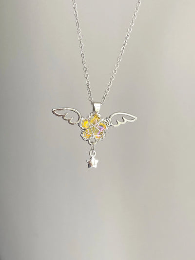 angel wing crystal necklace
