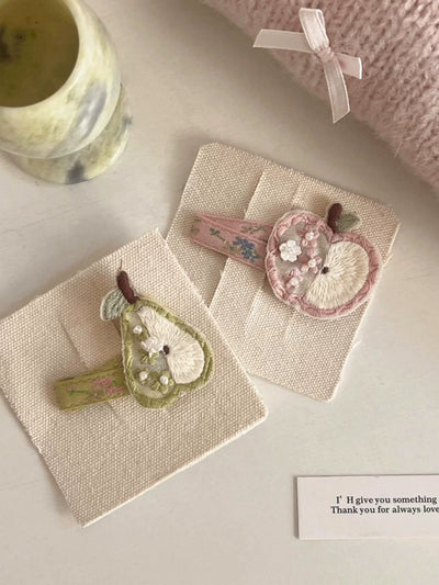 apple & pear hair clip