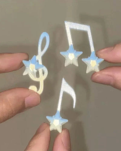musical note light blue star hair clip