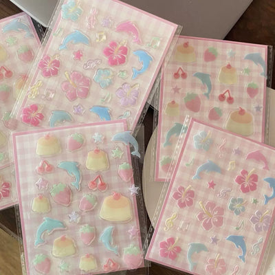 dolphin jelly stickers 🐬🍮🌺✨