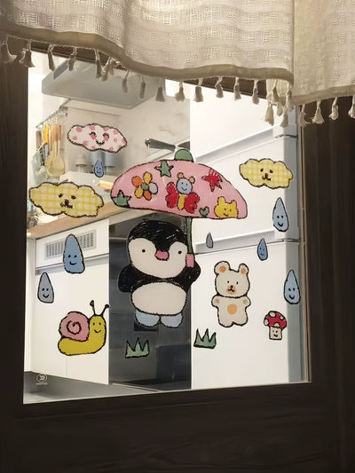 penguin graffiti window sticker