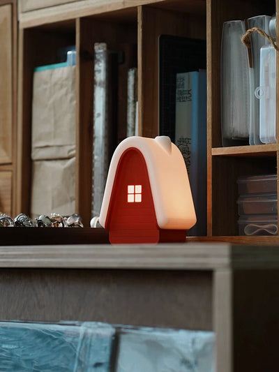 snow cottage house lamp