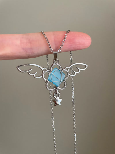 angel wing crystal necklace