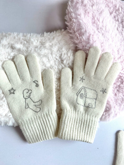 puppy angel bedazzled gloves
