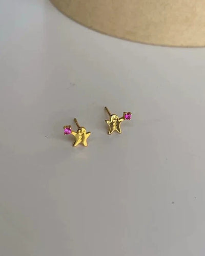 gingerbread man mini earrings