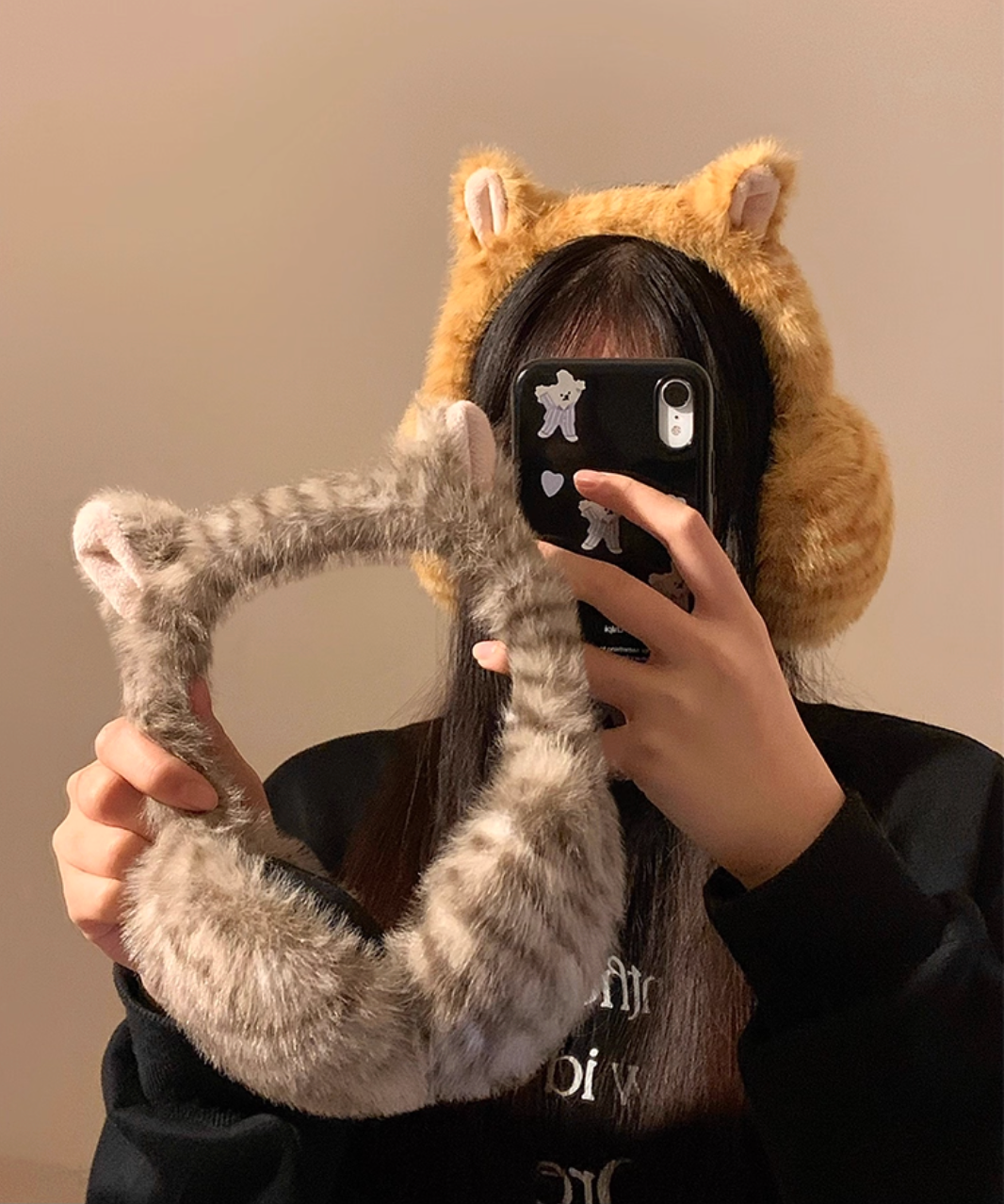 orange cat earmuffs