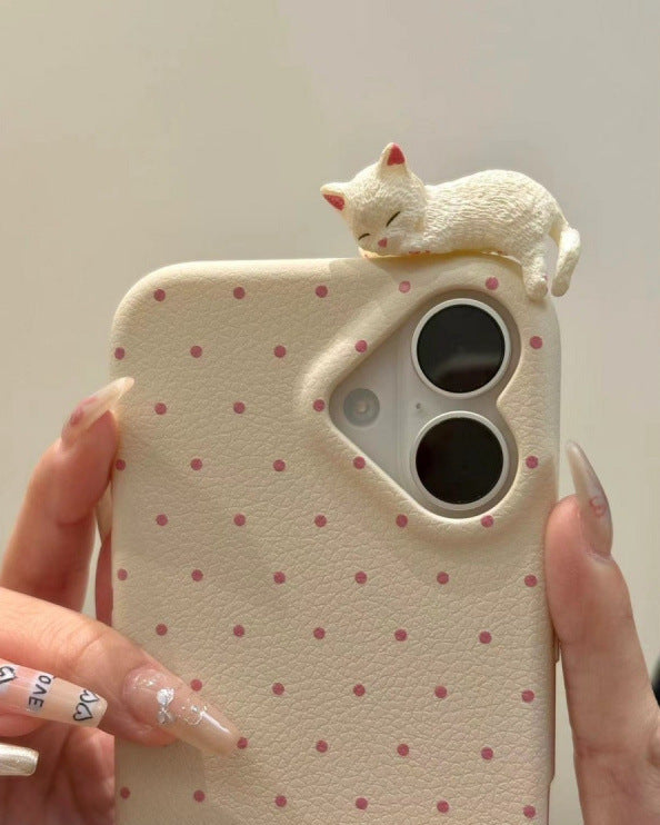 sleeping cat polka phone case